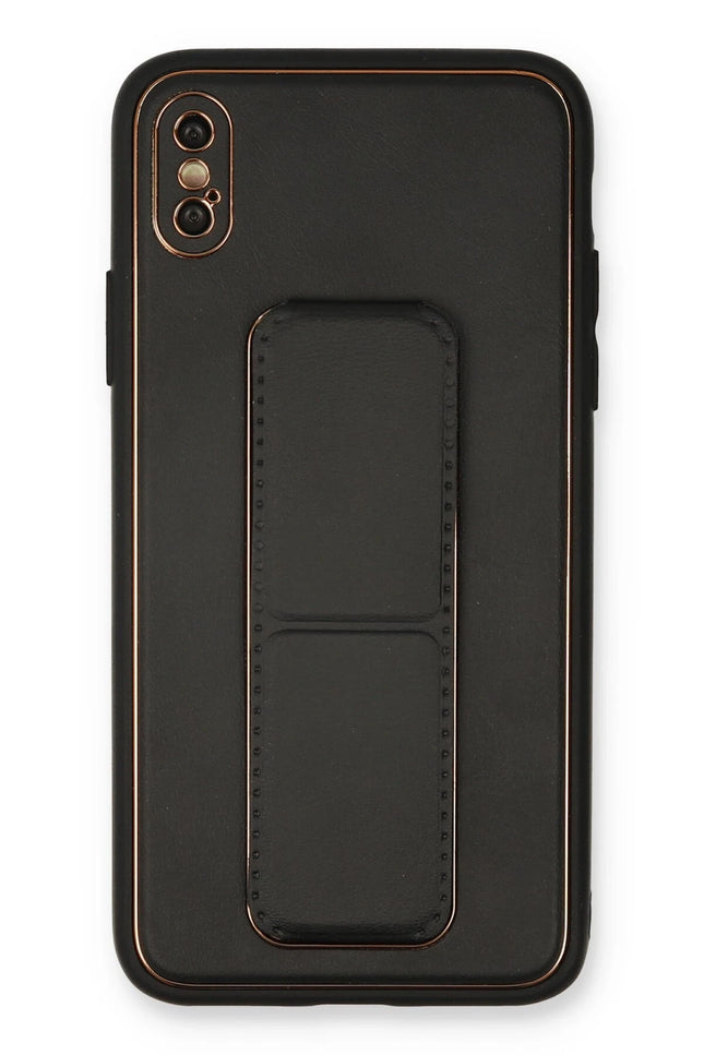 iPhone XS Max Coco Deri Standlı Kapak Kılıf - Siyah