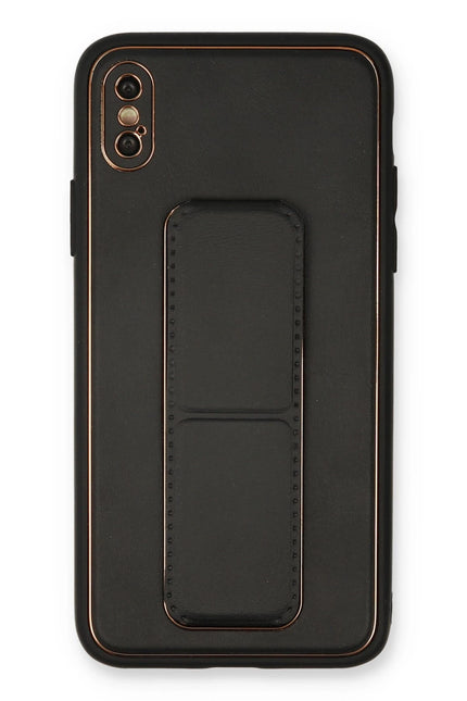 iPhone XS Max Coco Deri Standlı Kapak Kılıf - Siyah