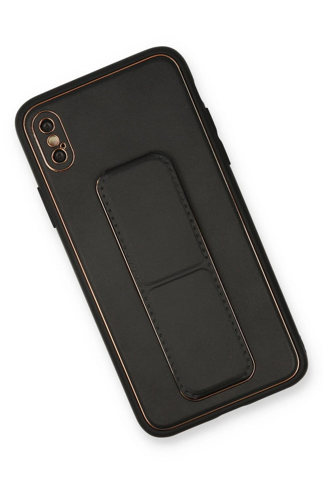 iPhone XS Max Coco Deri Standlı Kapak Kılıf - Siyah 2