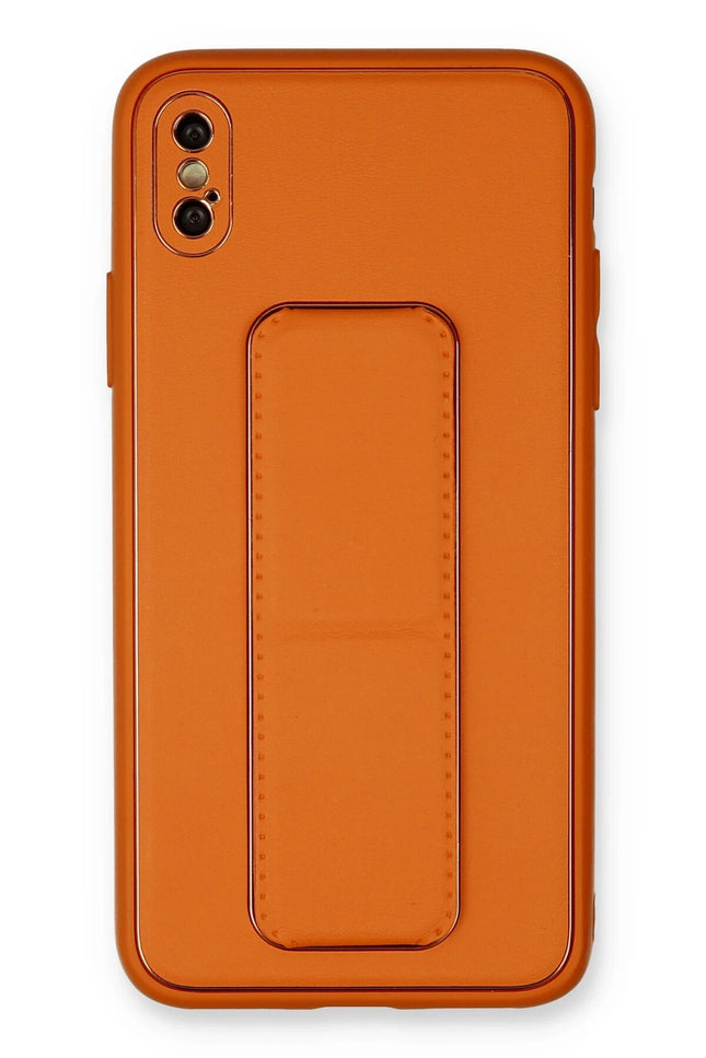 iPhone XS Max Coco Deri Standlı Kapak Kılıf - Turuncu