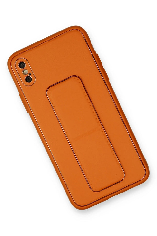 iPhone XS Max Coco Deri Standlı Kapak Kılıf - Turuncu 2