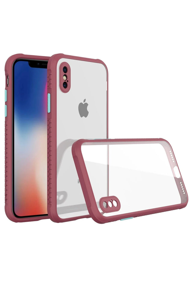 iPhone XS Max Miami Şeffaf Silikon Kılıf - Fuşya