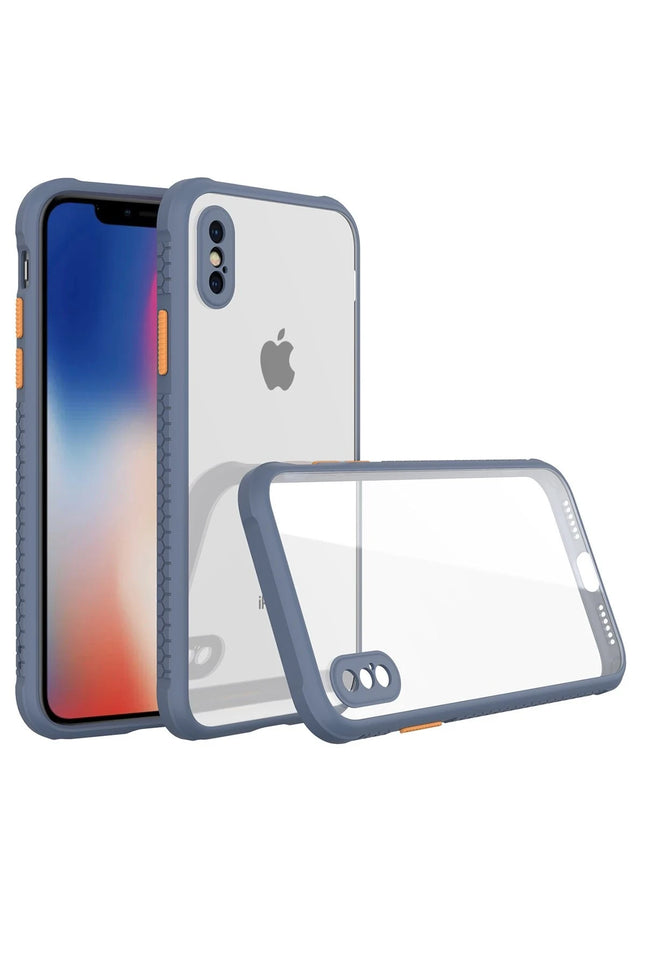 iPhone XS Max Miami Şeffaf Silikon Kılıf - Gri