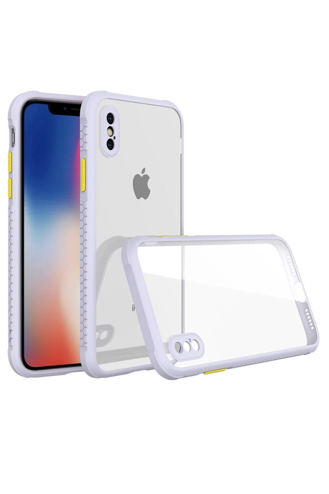 iPhone XS Max Miami Şeffaf Silikon Kılıf - Lila