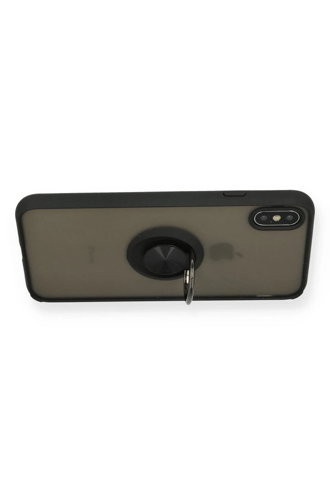iPhone XS Max Montreal Yüzüklü Silikon Kapak Kılıf - Siyah 3