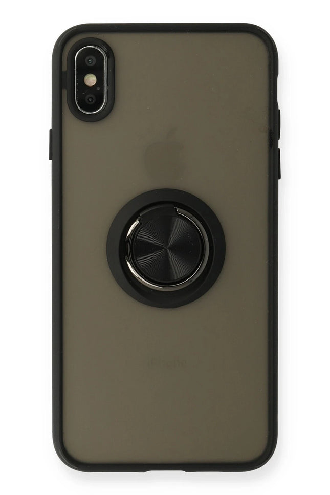iPhone XS Max Montreal Yüzüklü Silikon Kapak Kılıf - Siyah