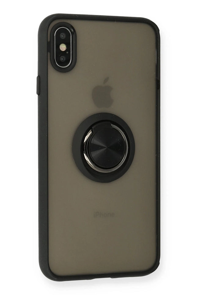 iPhone XS Max Montreal Yüzüklü Silikon Kapak Kılıf - Siyah 2