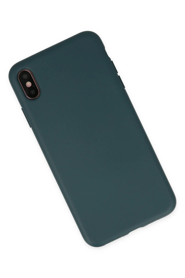 iPhone XS Max Nano içi Kadife Silikon Kılıf - Koyu Yeşil 2