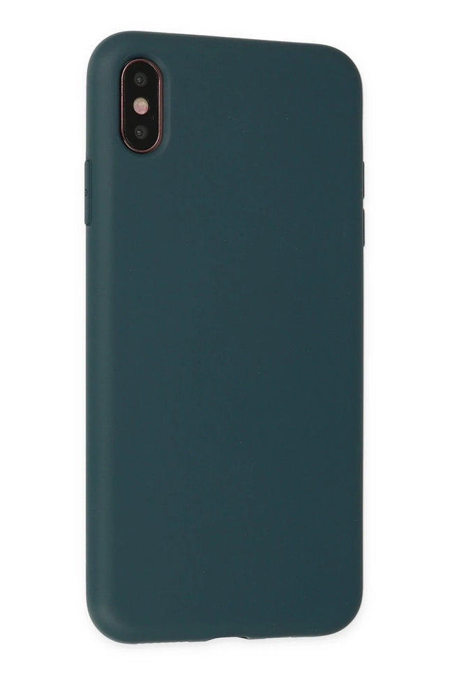 iPhone XS Max Nano içi Kadife Silikon Kılıf - Koyu Yeşil 3