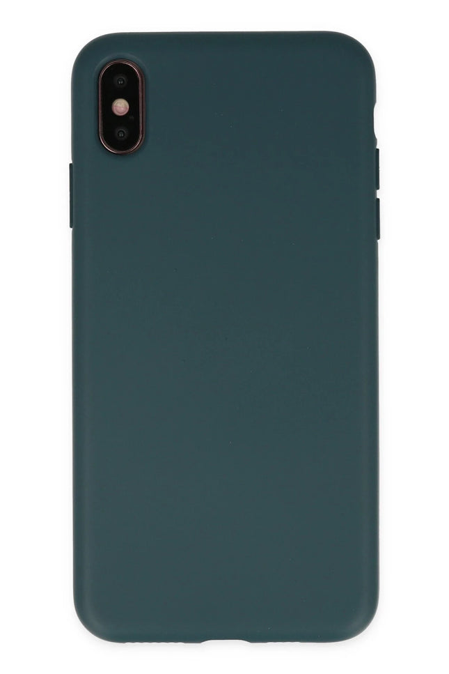 iPhone XS Max Nano içi Kadife Silikon Kılıf - Koyu Yeşil