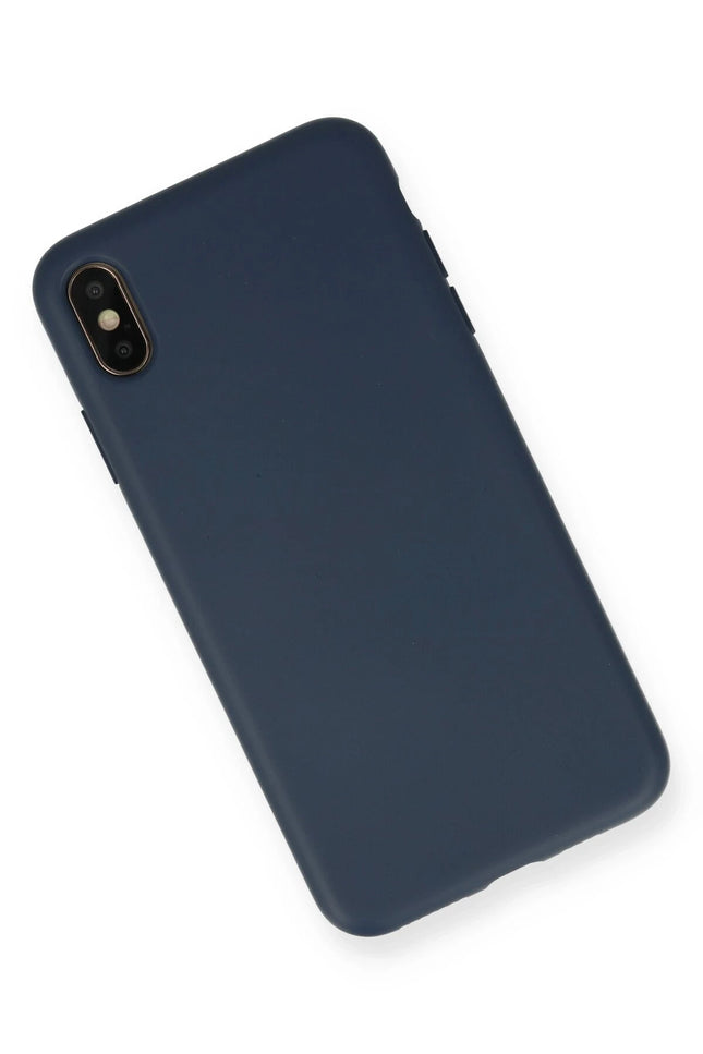 iPhone XS Max Nano içi Kadife Silikon Kılıf - Lacivert 2