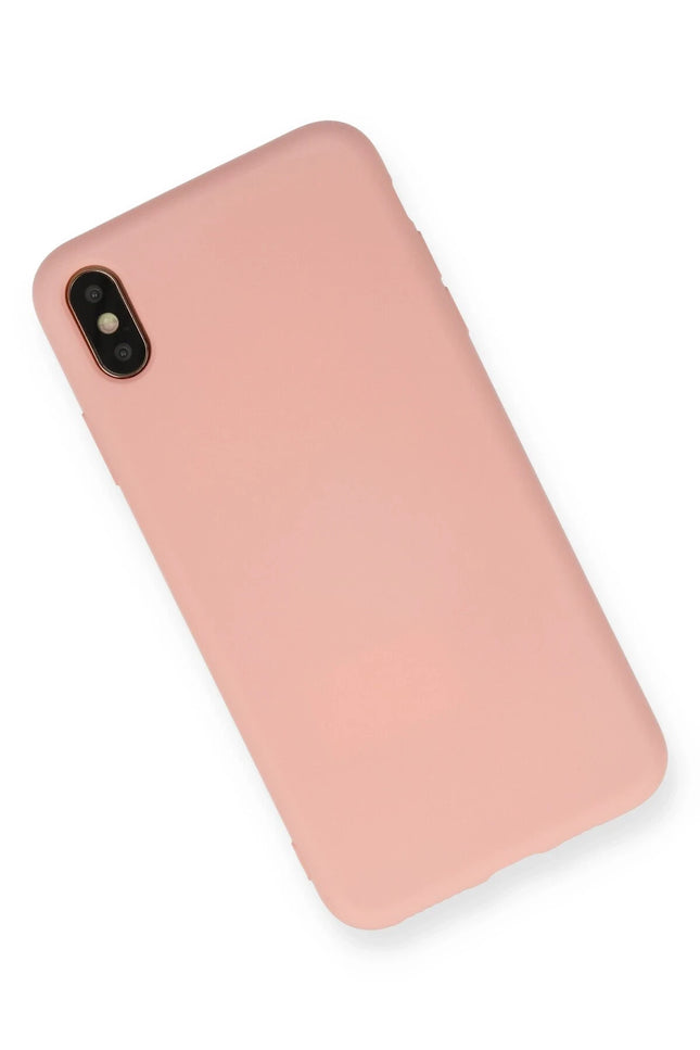 iPhone XS Max Nano içi Kadife Silikon Kılıf - Pudra 2
