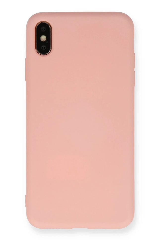 iPhone XS Max Nano içi Kadife Silikon Kılıf - Pudra