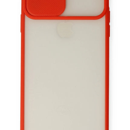 iPhone XS Max Palm Buzlu Kamera Sürgülü Silikon Kılıf - Kırmızı 2