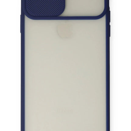 iPhone XS Max Palm Buzlu Kamera Sürgülü Silikon Kılıf - Lacivert 2