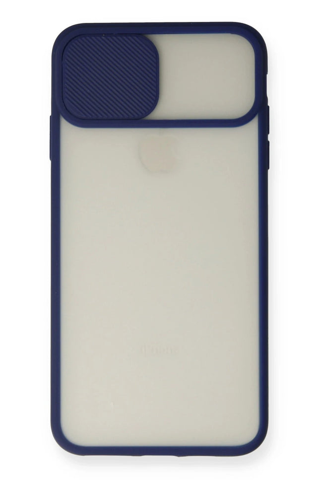 iPhone XS Max Palm Buzlu Kamera Sürgülü Silikon Kılıf - Lacivert 2