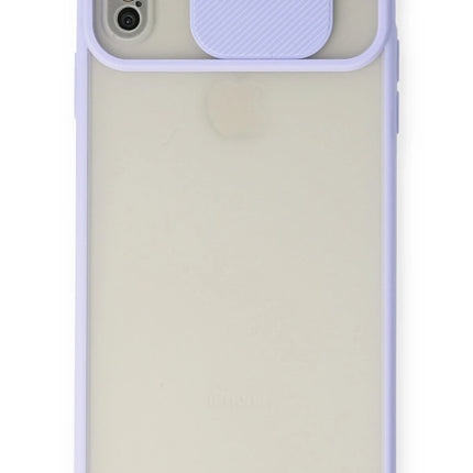 iPhone XS Max Palm Buzlu Kamera Sürgülü Silikon Kılıf - Lila