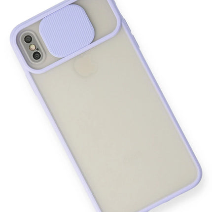 iPhone XS Max Palm Buzlu Kamera Sürgülü Silikon Kılıf - Lila 3
