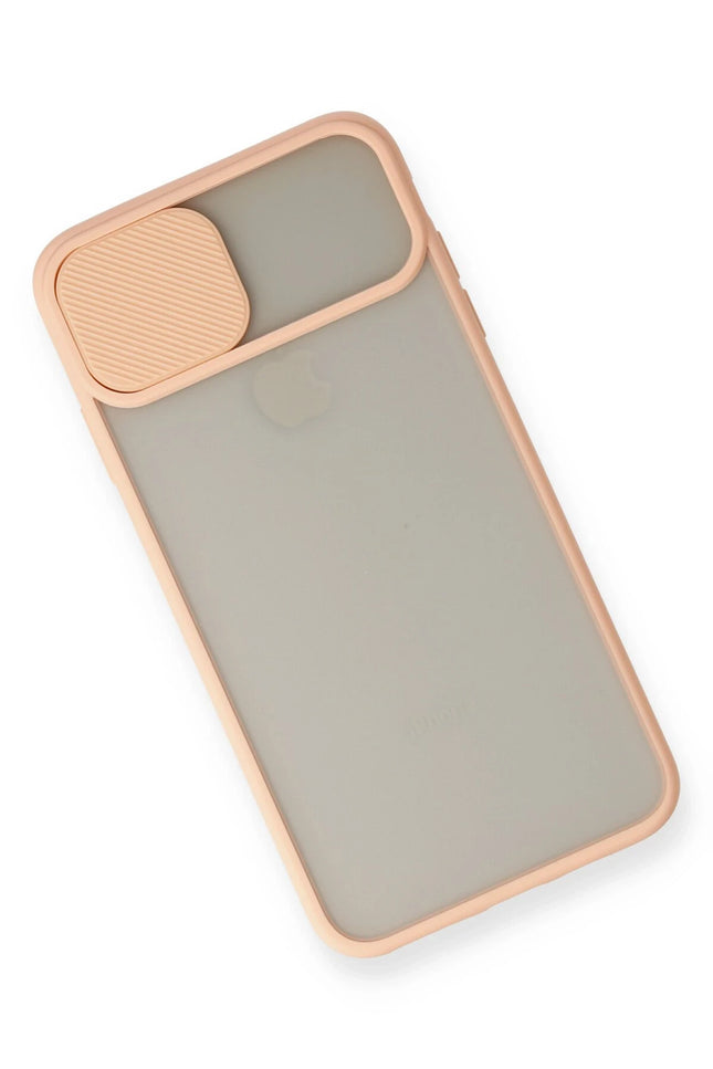 iPhone XS Max Palm Buzlu Kamera Sürgülü Silikon Kılıf - Pembe 3
