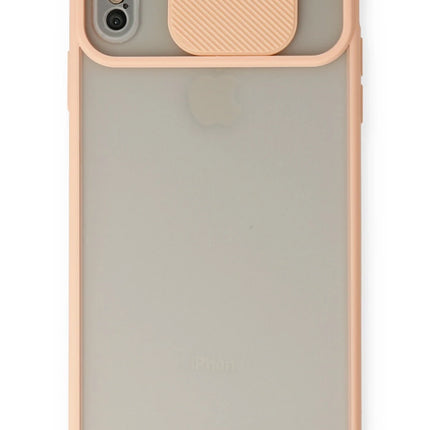 iPhone XS Max Palm Buzlu Kamera Sürgülü Silikon Kılıf - Pembe