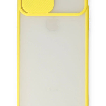 iPhone XS Max Palm Buzlu Kamera Sürgülü Silikon Kılıf - Sarı 2