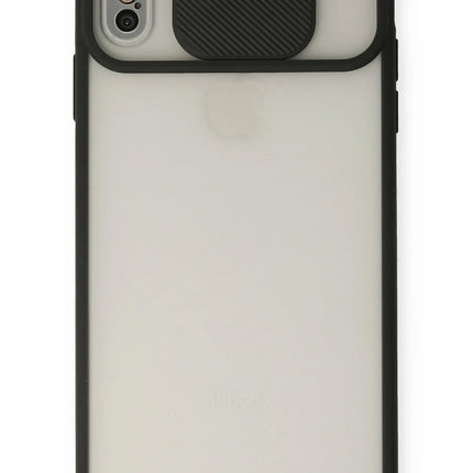iPhone XS Max Palm Buzlu Kamera Sürgülü Silikon Kılıf - Siyah