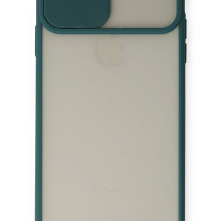 iPhone XS Max Palm Buzlu Kamera Sürgülü Silikon Kılıf - Yeşil 2