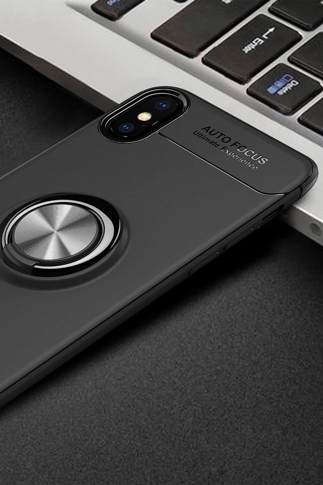 iPhone XS Max Range Yüzüklü Silikon Kılıf - Siyah 3 2