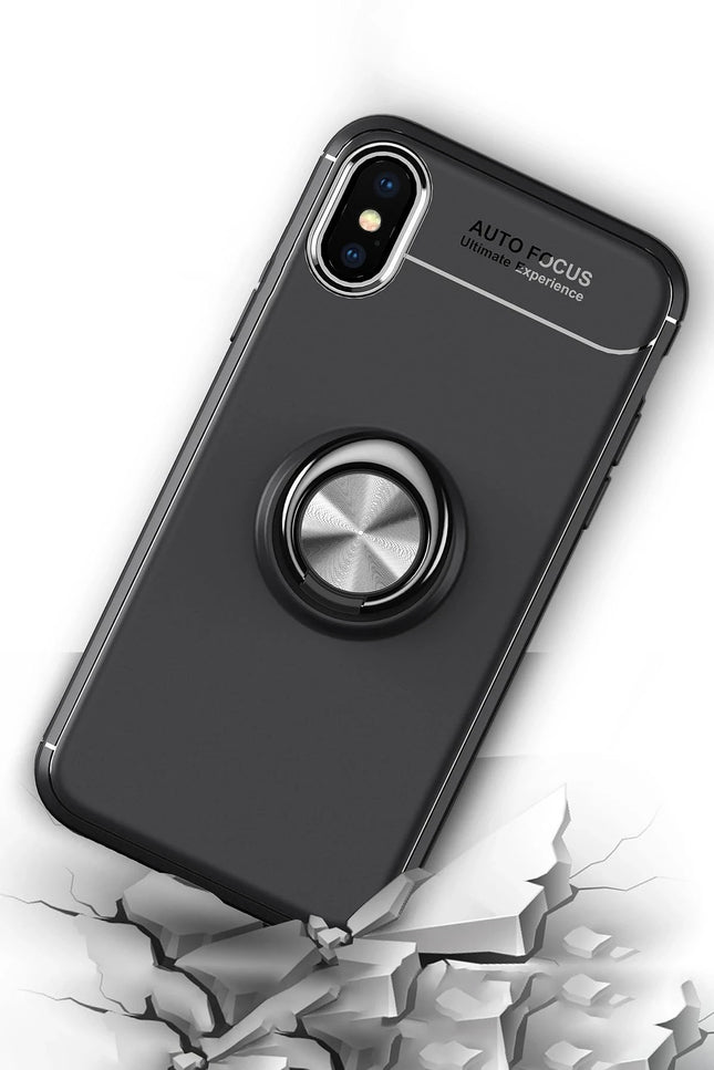 iPhone XS Max Range Yüzüklü Silikon Kılıf - Siyah 3 8