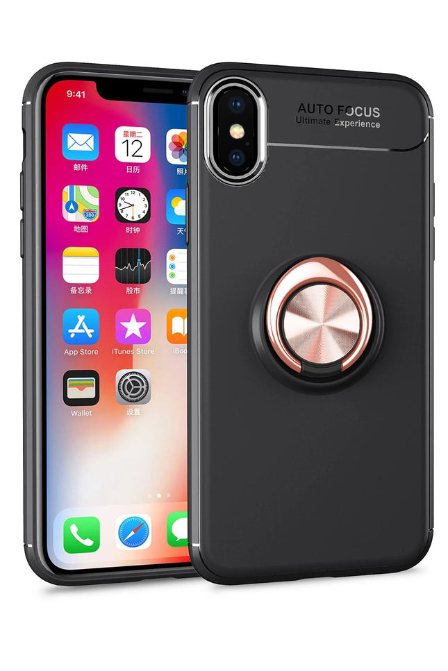 iPhone XS Max Range Yüzüklü Silikon Kılıf - Siyah 4