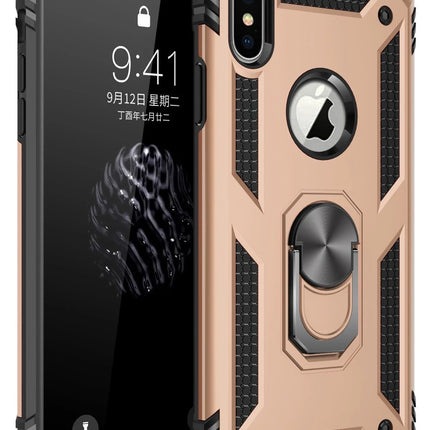 iPhone XS Max Sofya Yüzüklü Silikon Kapak Kılıf - Gold