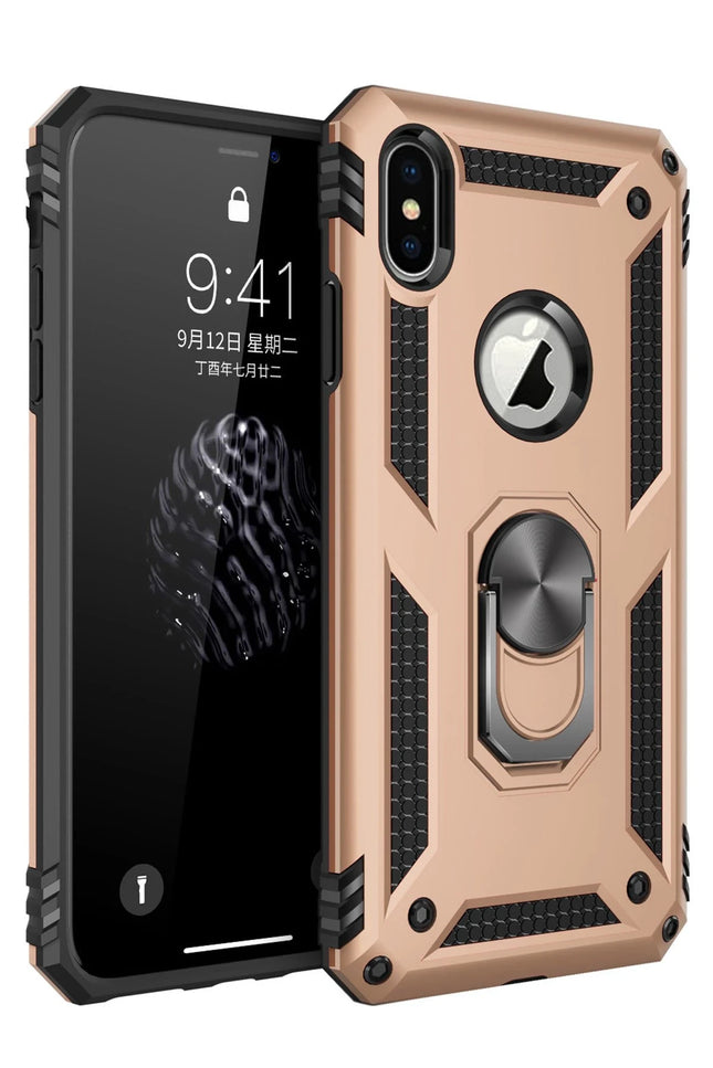 iPhone XS Max Sofya Yüzüklü Silikon Kapak Kılıf - Gold