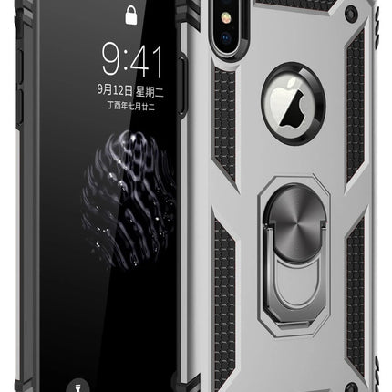 iPhone XS Max Sofya Yüzüklü Silikon Kapak Kılıf - Gümüş