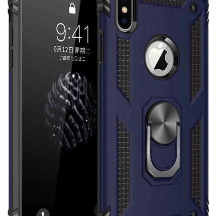 iPhone XS Max Sofya Yüzüklü Silikon Kapak Kılıf - Lacivert