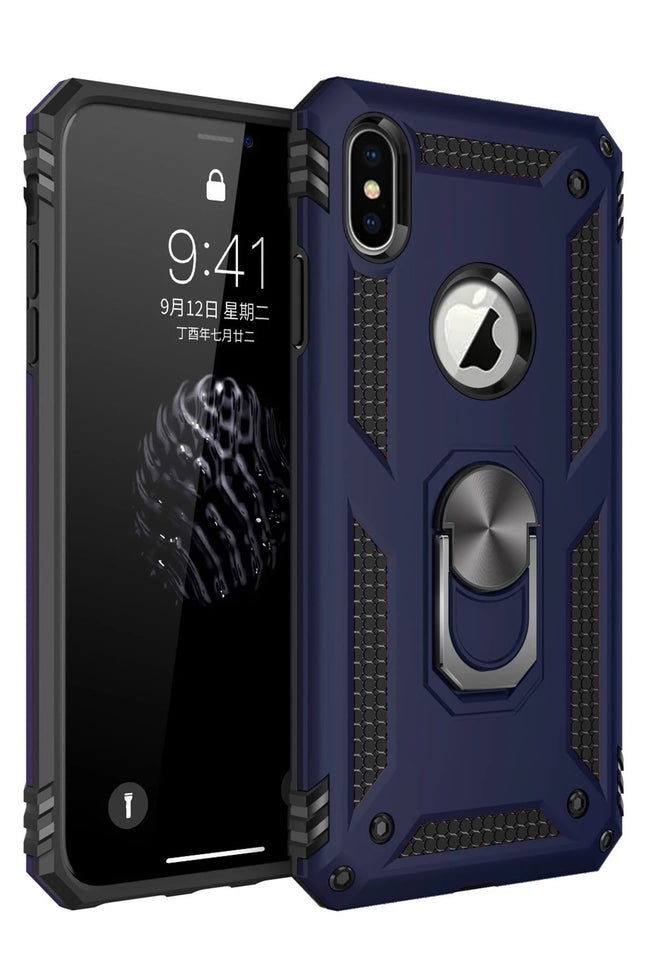 iPhone XS Max Sofya Yüzüklü Silikon Kapak Kılıf - Lacivert