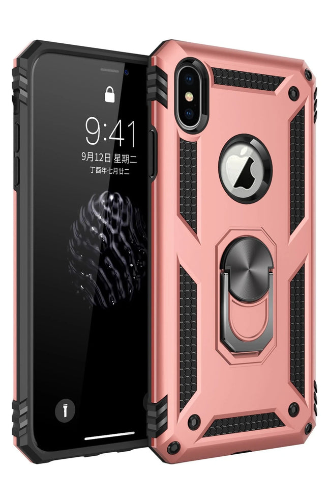 iPhone XS Max Sofya Yüzüklü Silikon Kapak Kılıf - Rose