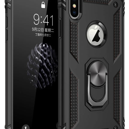 iPhone XS Max Sofya Yüzüklü Silikon Kapak Kılıf - Siyah