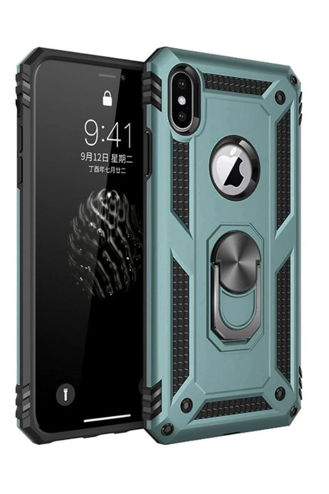iPhone XS Max Sofya Yüzüklü Silikon Kapak Kılıf - Yeşil