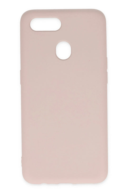 Oppo A12 Nano içi Kadife Silikon Kılıf - Pudra