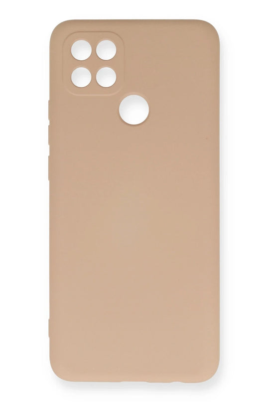 Oppo A15 Nano içi Kadife Silikon Kılıf - Pudra