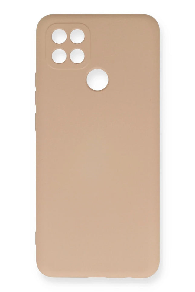 Oppo A15 Nano içi Kadife Silikon Kılıf - Pudra