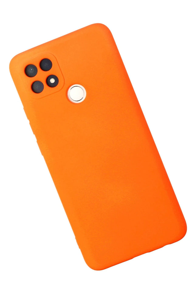 Oppo A15 Nano içi Kadife Silikon Kılıf - Turuncu 3