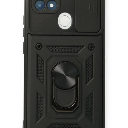 Oppo A15 Pars Lens Yüzüklü Silikon Kılıf - Siyah