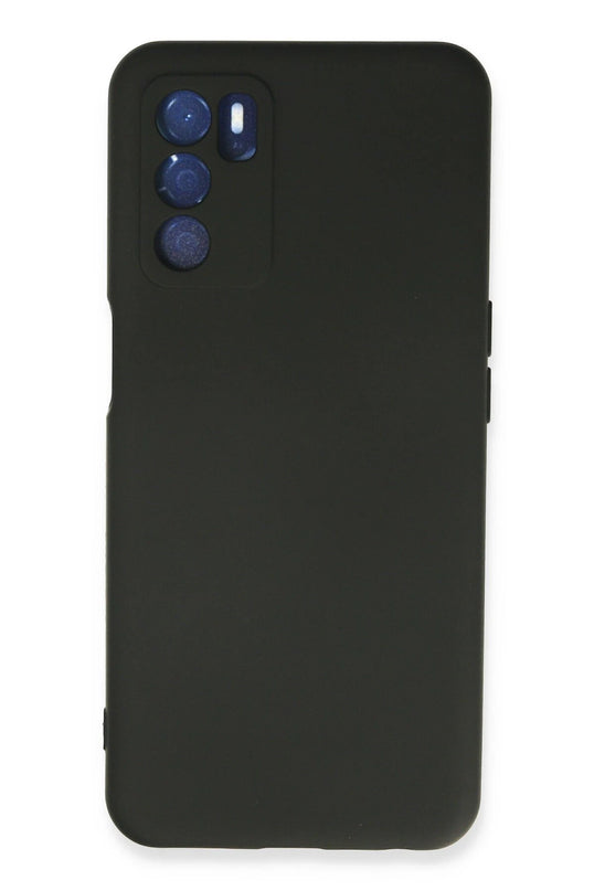 Oppo A16 Nano içi Kadife Silikon Kılıf - Siyah