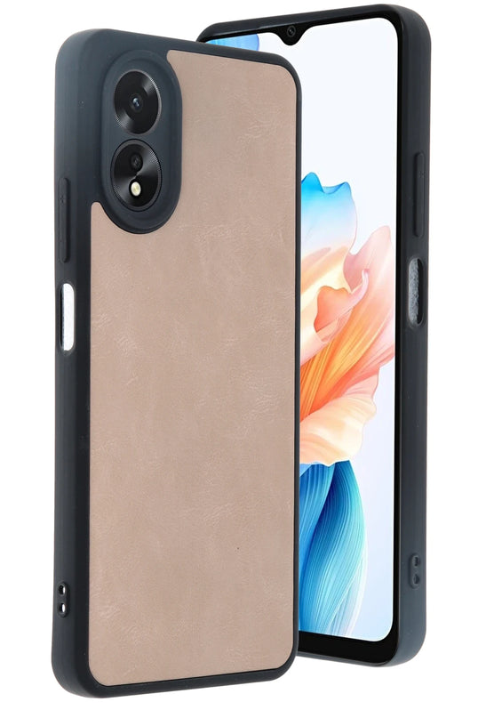 Oppo A38 Aras Deri Kapak Kılıf - Pudra