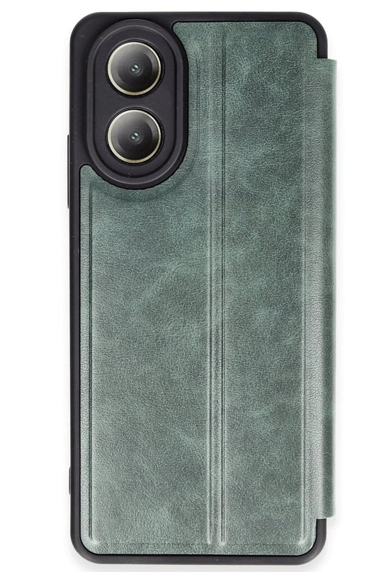 Oppo A38 Flip Cover Kılıf - Koyu Yeşil