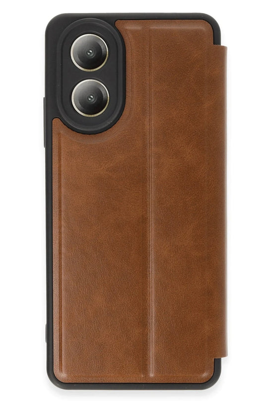 Oppo A38 Flip Cover Kılıf - Taba