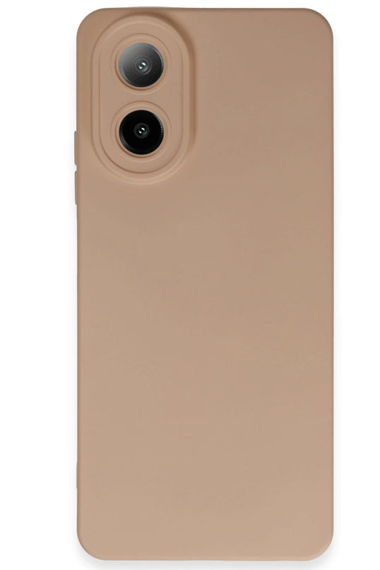 Oppo A38 Nano içi Kadife Silikon Kılıf - Pudra