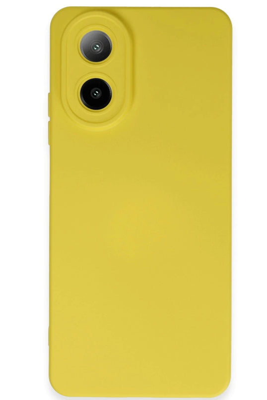 Oppo A38 Nano içi Kadife Silikon Kılıf - Sarı