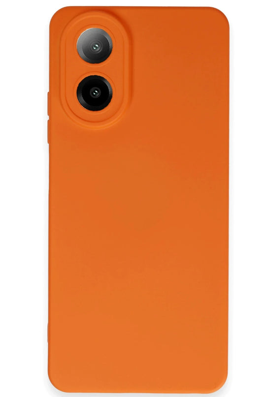 Oppo A38 Nano içi Kadife Silikon Kılıf - Turuncu